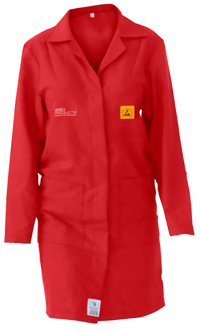 ESD Lab Coat 2/3 Length ESD Smock Red Female 3XL Antistatic Clothing ESD Garment